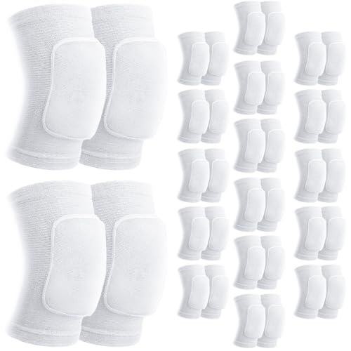 Image of Simgoing 18 Pairs Volleyball Knee Pads for Dancers, Cheerleaders, Breathable Knee Pads for Men Women Kids Knees Protective, Knees Brace for Volleyball Dance Tennis Workout Climbing (M,White)