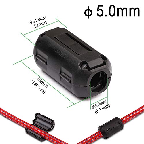 image for Clip-on Noise Filter,VSKEY[10pcs 5mm] Anti-interference High-Frequency