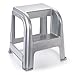 Acan Tradineur - Taburete Domus de plástico con Escalón Color Gris Plata 44 x 42 x 45 cm Taburete Escalera Uso Tanto Profesional como a Hogar