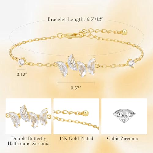 Dainty Adjustable Gold Butterfly Bracelets for Women4