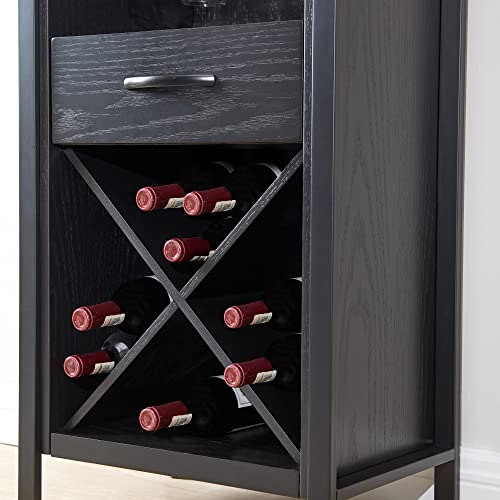 Leick Home 9500-BK Leah Mini Bar Cabinet for Stemware and Bottle Storage, Black