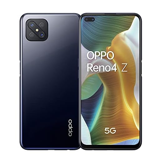 Smartphone OPPO Reno4 Z 5G, 184g, 6.57" FHD + οθόνη LCD, 4 κάμερες 48MP, 8GB RAM + 128GB ROM μη επεκτάσιμη, Μπαταρία 4000mAh, Γρήγορη φόρτιση, Dual Sim, [Ιταλική έκδοση], Μαύρο μελάνι