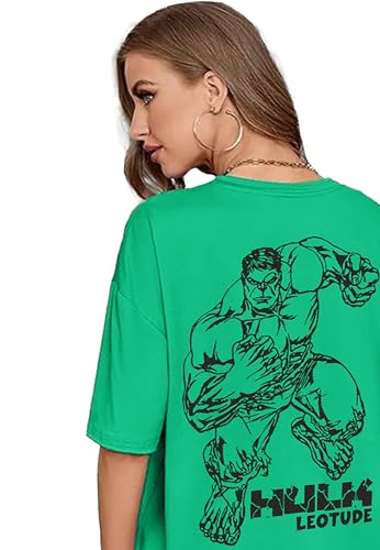 Image of LEOTUDE Women's Cotton Regular Fit Half Sleeve Oversized Tshirt, Round Neck Longline Drop Shoulder | ful Printed Combo T-Shirt (Pack Of 3)