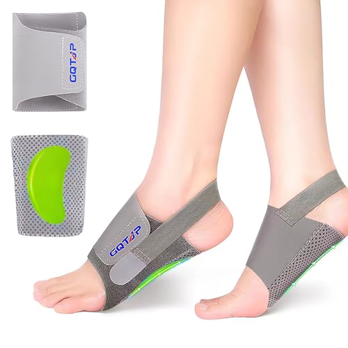 GQTJP Arch Support Inserts Braces for Plantar Fasciitis Relief, Adjustable Arch Support Compression Bands, Arch Sleeves for Flat Feet, Foot Support for Pain Relief with Gel Pads