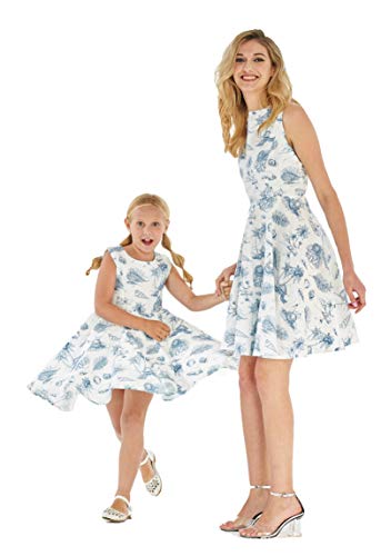 Matching Hawaiian Luau Mother Daughter Vintage Fit and Flare Dresses in Tropical Patterns