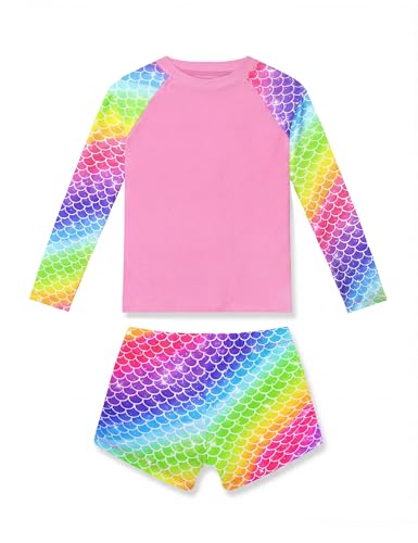 Image of Girls Rash Guard Swimsuit Two Piece Long Sleeve Bathing Suits