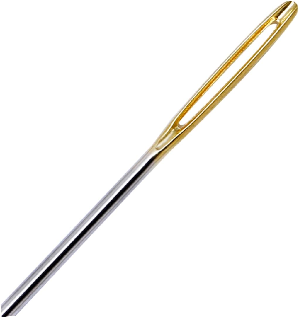 BEBEMOKO 18pcs Blunt Carbon Steel Large-Eye Needles Set for Knitting Sewing Embroidery and Craft Projects Storage Barrel
