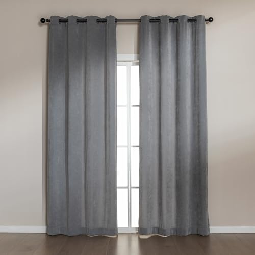 Image of Amazon Basics Chenille Room Darkening Curtains, Light Filtering Window Drapes for Bedroom and Living Room, 2-Panel Set with Grommets, 42 inch W x 95 inch L, Grey Diamond