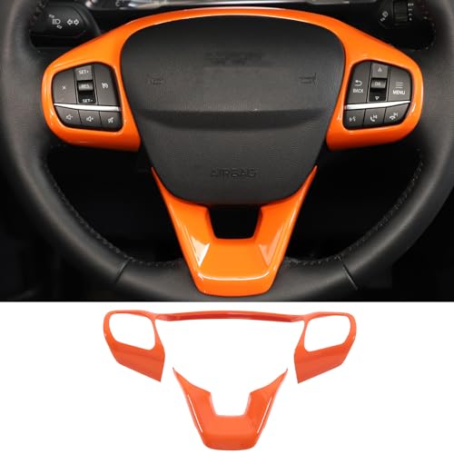 Steering Wheel Cover Trim Interior Decoration Accessories Compatible with Ford Maverick 2022 2023 2024, ABS Car Accessories (Orange)