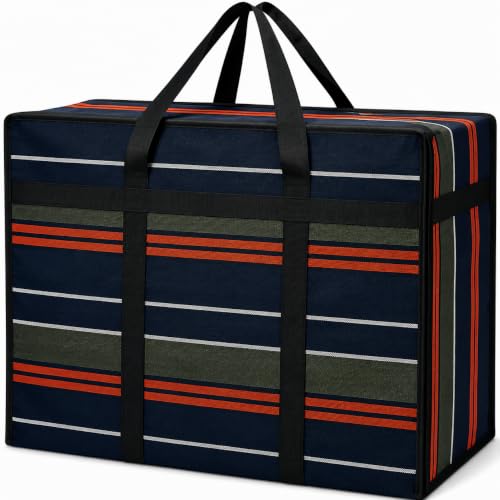 Image of Multipurpose Extra Large Heavy Duty Storage Organizer Bag | Reusable Foldable Canvas Shopper Tote with Strong Handles | Durable Eco-Friendly Carry Bag, (Rust Orange Color) Pack Of 1