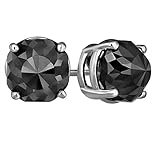 4 Cttw Cushion Cut Black Diamond Earring 14k White Gold Stud Earrings For Mens