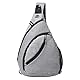 WDEC Sling Rucksack Männer Frauen, Große Kapazität, Nachtreflektor, Kopfhörerloch Design, Mehrzweck Crossbody Schulterrucksack, Diebstahlsicherer, Campus Rucksack für Radfahren im Freien (Grau)