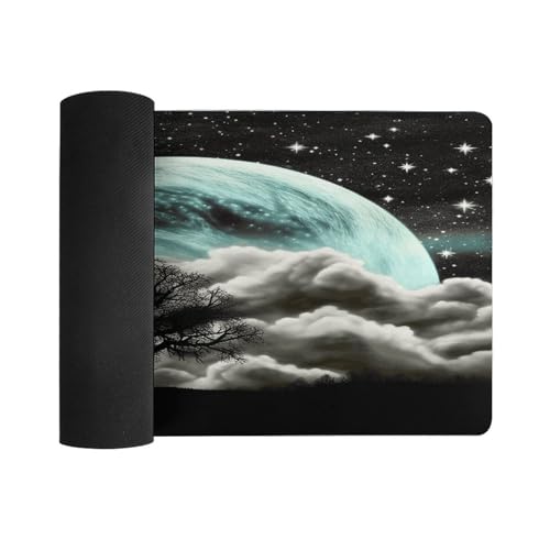 Starry Night Black Tree Art Desk Pad impermeable y antideslizante miniatura 3