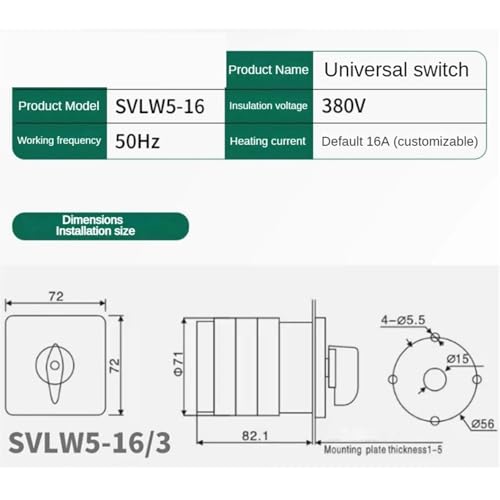 Interruptor de cambio LW5-16 rotativo de 4 posiciones y 1 polo 16A 7