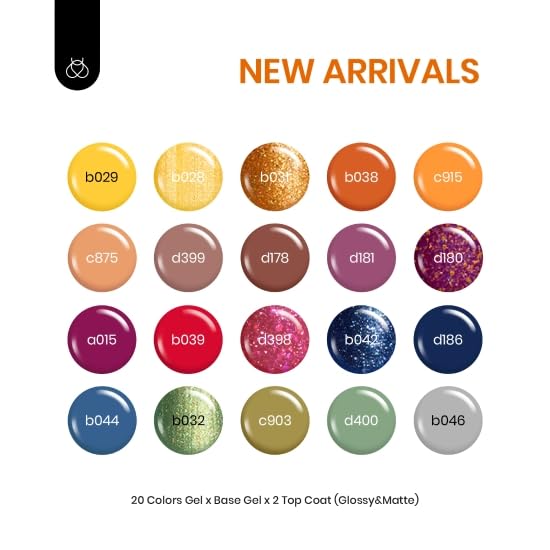 Miniatura 6 de beetles Gel Polish Juego de 23 esmaltes de uñas de gel, 20 colores, naranja, marrón, rojo, azul real, verde, UV, esmalte de uñas de gel y 3 piezas,