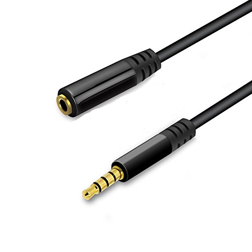 KUYiA 6.5FT/2 M AUX 3.5mm Mannelijke naar Vrouwelijke Vergulde Ontwerp Auto Hulpkabel Koord Hoofdtelefoon Met Metalen Case Connecter Verlengkabel voor Android Smartphone, Tablet en Mp3-speler ZWART