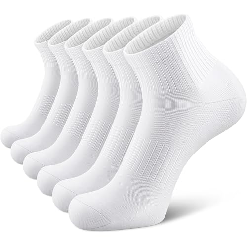 Image of Airacker Athletic Quarter Socks with Cushion Running Ankle Socks for Men Women 6 Pairs