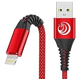Câble iPhone Chargeur Cable [2m/Lot de 2] Lightning Cordon MFi Certifié Charge Rapide Nylon Tressé Ultra Résistant Fil Compatible avec pour iPhone 13 Pro Max XR 11 12 XS X 8 7 Plus 6s 6 SE iPad,Rouge