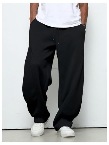 GORGLITTER Men's Wide Leg Sweatpants Baggy Double Waisted Streetwear Track Sweat Pants Joggers Casual Work4