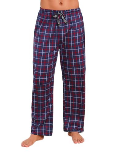 ENJOYNIGHT Mens Flannel Pajama Pants 100% Cotton Lounge Bottoms Plaid Pjs