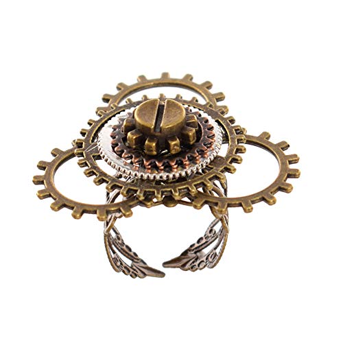 Preisvergleich Produktbild GRACEART Steampunk Ring mit Zahnrädern Halsketten Jahrgang Schmuck Gotisch (R-4)