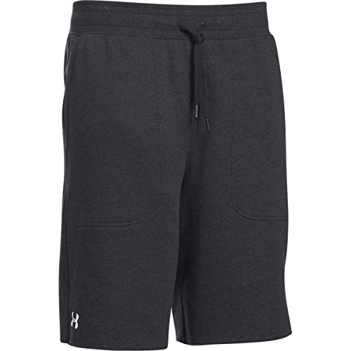 Under Armour Men's UA Hustle Fleece Short (Medium, Black Light Heather-White)