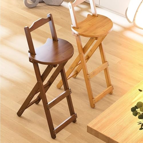 Gain de place : tabouret de bar pliant en bambou dossier - 3