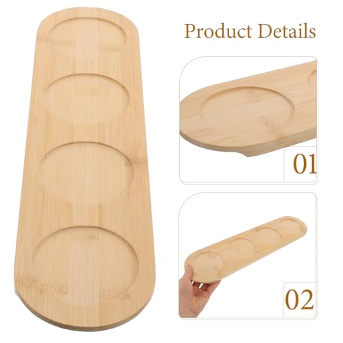 Bandeja de madera para servir vasos con 4 ranuras anticaída 4