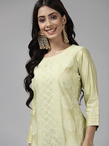 Image of INDO ERA Women Viscose Kurta with Sharara & Dupatta (Liva Kurta Set 3672L Sea Green L)