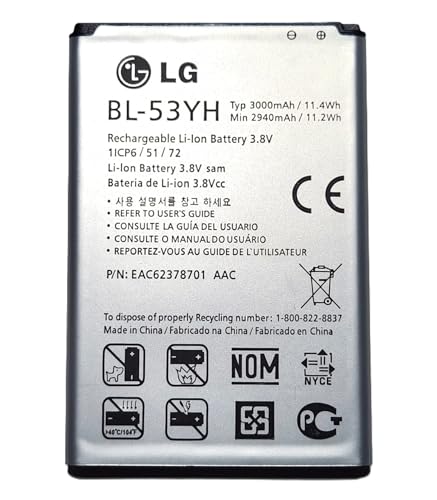 LEOM Replacement Battery for LG G3 BL-53YH (3000mAh) – High Capacity Li-ion Battery Compatible with LG G3 D855, LS990, VS985, D850, D851, D852, F400