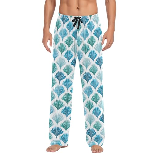 Green Leaves Men’s Pajama Bottoms Soft Lightweight Lounge Pants with Elastic Drawstring Waist3