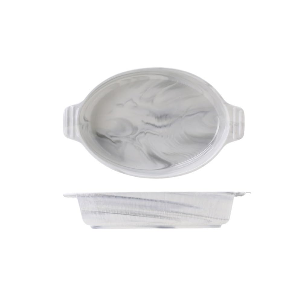 HPTHLY Baking Bowl 1200Ml/2000Ml Curry Rice Pasta Large Deep Plate Ceramic Double Ear Oven Baking Baking Dish (S)