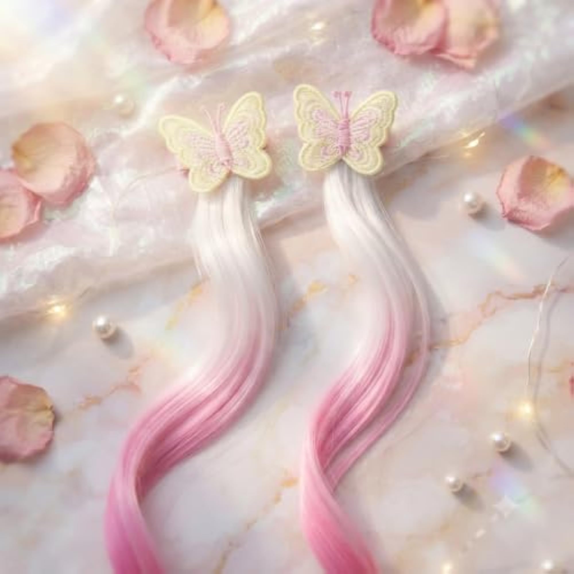 Colorful Curly Hair Extensions with Cute Unicorn Clips