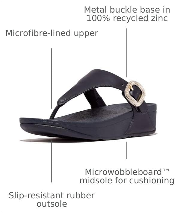 Image of FitFlop Women's Lulu Crystal-Buckle Leather Toe-Post Sandal