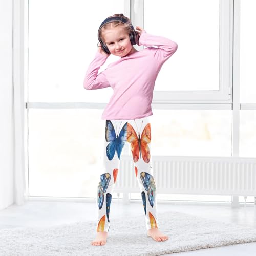 Bolaz Toddler Girls Leggings Printed Yoga Pants Leggings Watercolor Orange Blue Butterflies for Kids4