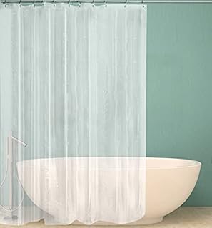 Clear Shower Curtain Liner, 180 x 180 cm PEVA Waterproof Bathroom Plastic Shower Curtain with Metal Grommets and Plastic Hooks, 71 x 71 Inches