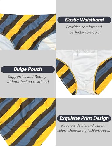 Men's Swim Briefs Sexy Low Rise Bikini Swimsuit Print Quick Dry Swimwear Briefs4