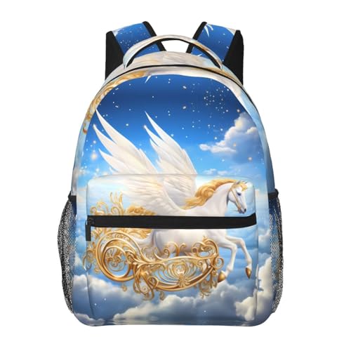 PHAYAH Pegasus Laptop-Rucksack mit Kutschenmuster, lässiger Rucksack für Damen und Herren, für Jungen und Mädchen, leichter Rucksack