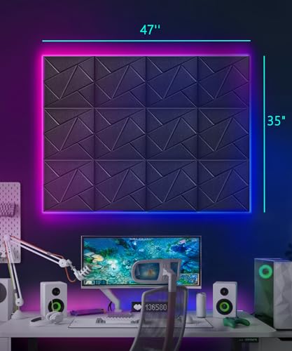 Pacote com 22 painéis de espuma à prova de som para paredes, painéis acústicos de alta densidade par