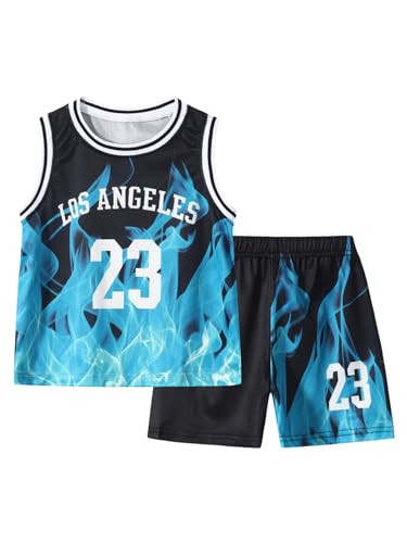 Image of Boys' Active Shorts Set 6 Pieces Athletic Jersey Tank Top and Basketball Shorts Set 4-12Y