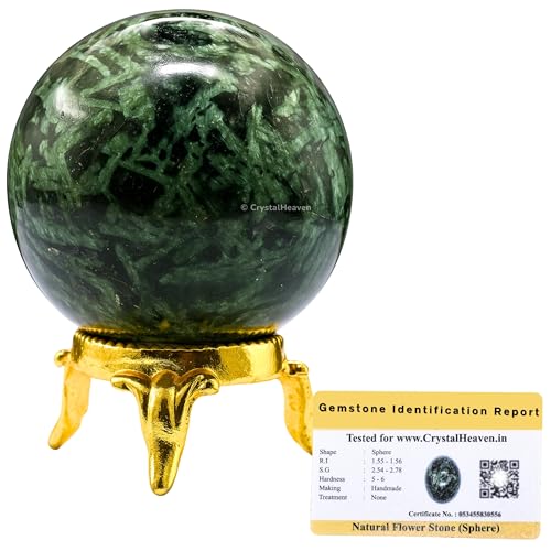 Image of Certified Flower Stone Crystal Ball for Meditation - Premium Crystal Vastu Items for Home and Feng Shui Items for Good Luck - Ideal for Pooja Supplies and Spiritual Practices (1.5 inch Inch)