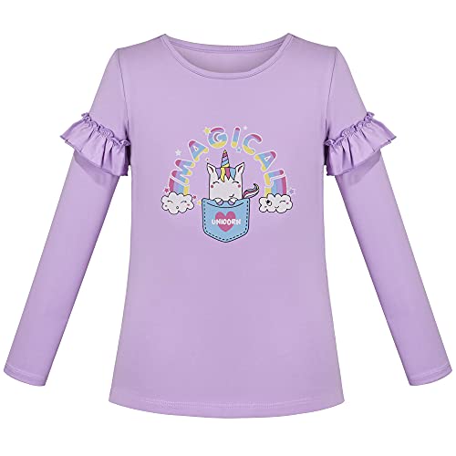 Sunny Fashion Girls Tee 2pc Pack Rainbow Ruffle Stripe Casual Short Flutter Sleeve2