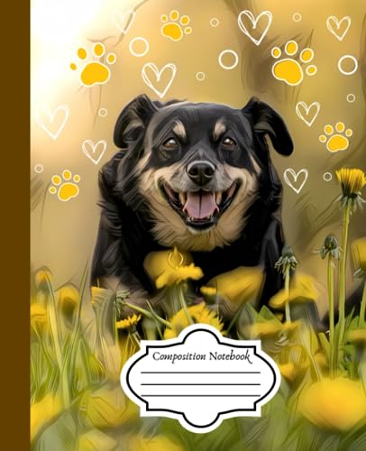 Cute Happy Dog Composition Notebook. Beautiful Collectible Wide Ruled Blank Lined Notebook For Kids, Teens and Adults With a Coloring Page Inside: ... Students. Perfect for School, Home or Work image 2