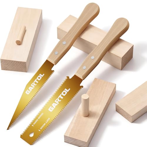 Image of GARTOL Japanese Pull Saw Set for Woodworking - 2-Piece Hand Saw with 6 Inch Flush Cut & Double-Edged Ryoba Blade - SK5 Steel Precision Wood Cutting Tool for DIY Carpentry Trim Work