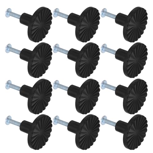 HIAKDOFT 12 piezas Tiradores Vintage para Muebles de Cocina y Baño Pomos de Aleación de Zinc Negro Mate Manijas para Armarios Fácil Instalación Diseño Clásico y Resistente