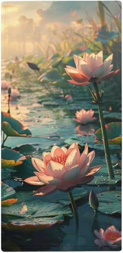 フェイスタオル 薄手 夕暮れの蓮の池 タオル 吸水 速乾 ふわふわ 柔らか肌触り 魅力的な花 美しい自然の風景 フェイシャルタオル 洗顔タオル 大判 家庭用、ホテル、業務用、スポーツなどにも最適 四季通用 73x35cm