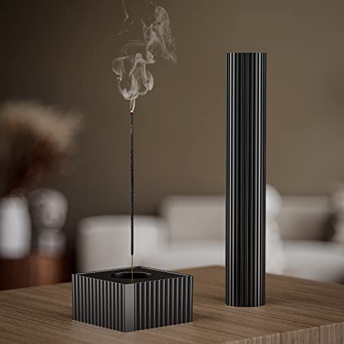 Gomyrod Incense Holder for Sticks - Anti-Ash Flying Metal Incense-Stick Holder with 9 Incense-Holes Base Holder - Ideal for Home Decor - Black