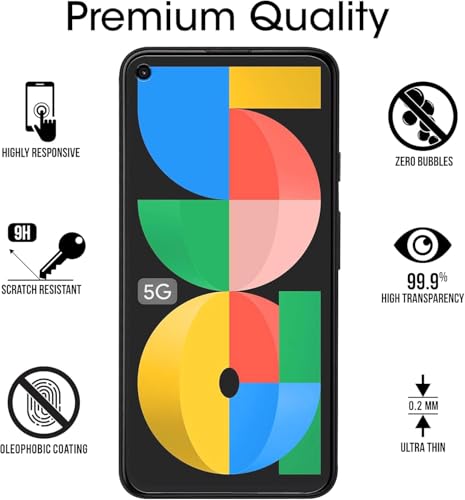 Image of Mr.Shield Top-Notch HD+ Tempered Glass Screen Protector Guard for Google pixel 5A, 9H Hardness, Military Grade Protection, Easy Installation kit