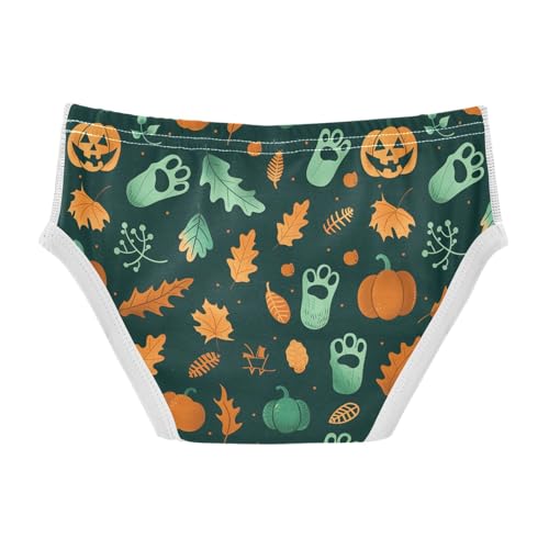 visesunny Boys Cotton Underwear Halloween Pumpkin Footprint Printed Toddler Soft Training Briefs Size 2T-8Y for Kids2
