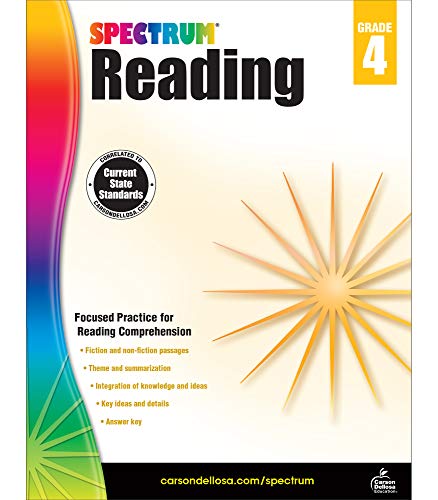 Spectrum 4th Grade Reading Workbook—State Standards for Reading Comprehension, Nonfiction Fiction Passages With Answer Key for Homeschool or Classroom (174 pgs)